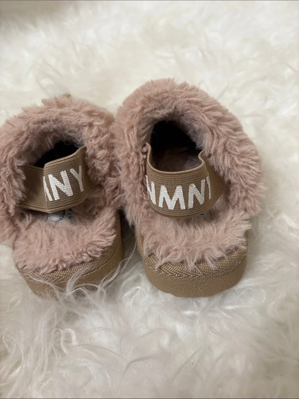 Kids Faux-Shearling Slipper Booties - Tan Pink